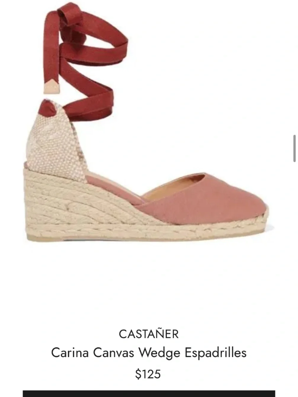 Castañer Carina Wedge Espadrilles in Dusty Rose Pink with tie straps size 38